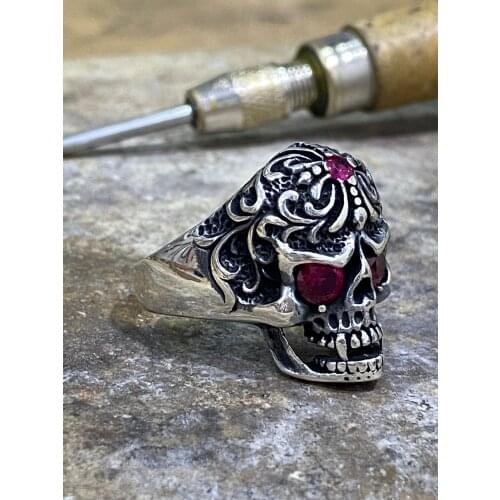 Silver Skull Ring ,Silver Skull Signet Ring,Unique Skull Ring, Men Handmade Biker Jewelry , Silver Ring For Women For Men