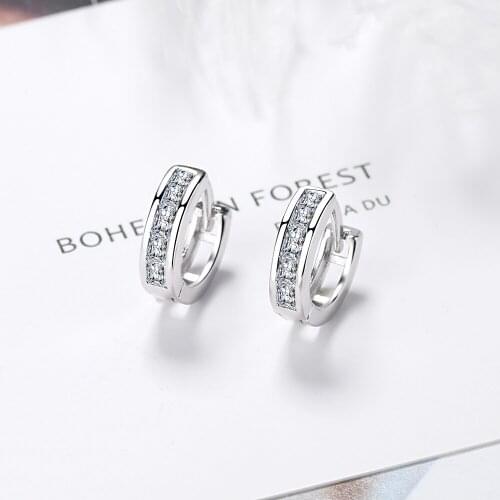 925 Sterling Silver Simple Cubic Zircon Round Small Hoop Earrings For Women Party Fashion Jewelry Cute Accessories S-E997