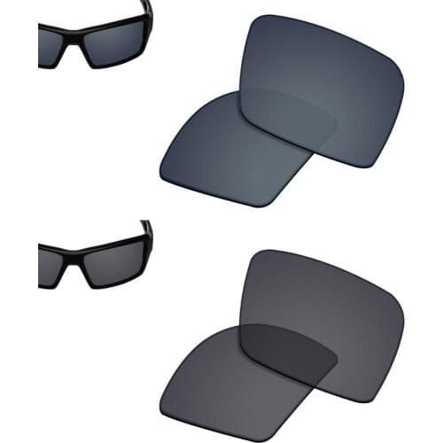 SmartVLT 2 Pairs Polarized Sunglasses Replacement Lenses for Oakley Eyepatch 2-Black Shield and Solid Black