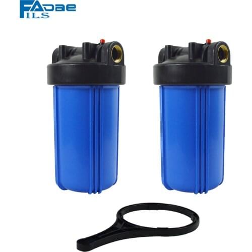 2 x Whole house heavy duty Big Blue Filter Housing,1" brass insert ,10in. L x 4-1/2" OD include one Wrench