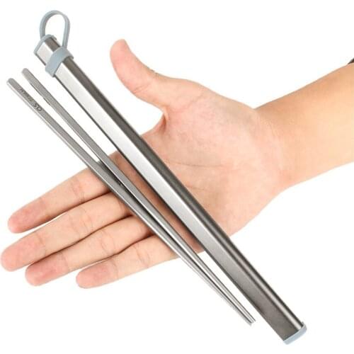 Titanium Chopsticks Food Sticks Outdoor Tableware Portable Chinese Chopsticks for Camping Picnic Reusable Square Chopsticks