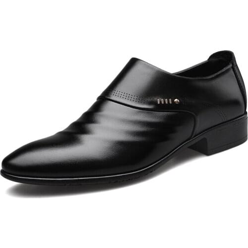 2019 New Business Men Oxfords Shoes Set of Feet Black Brown Male Office Wedding Pointed Mens Leather Shoes Plus Size 38-48