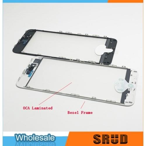 Outer Glass Lens For iPhone 6 6S 7 7P 8 8 Plus 3 in 1 LCD Touch Screen Outer Glass With Bezel Frame OCA Laminated Repair Part