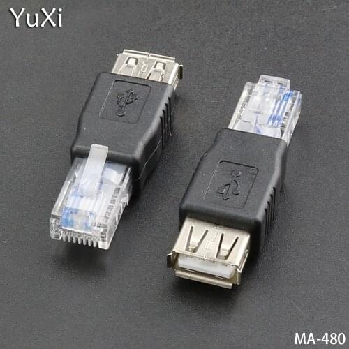 YuXi 5PCS/lot RJ45 to USB Female Adapter connector USB2.0 to Network Cable Crystal Interface Connector adapter replace