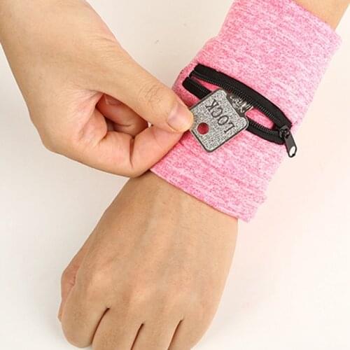 Unisex Running Hand Guards Storage Bag Protector Zipper Sweat Band Wrist Support Wristband Sweatband Wrist Wallet