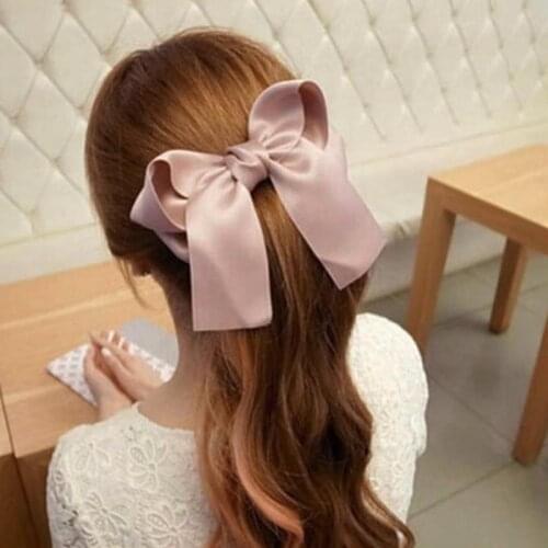1PC Oversized Bow Hair Accessories Fashion Satin Ribbon Hairpins Big Bow Hairpins Women Girls Satin Ladies Hairpins Cute