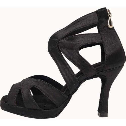 HXYOO Platform Black High Heels 8-10cm Professional Comfortable Women Latin Dance Shoes Ballroom Tango Salsa Dance Shoes ZC42