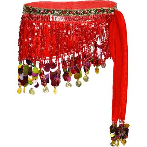 Women Girls Belly Dance Belt Accessories Sequin Tassel Waist Chain Female Hip Scarf Skirt Performance Costumes Dancing Belts New