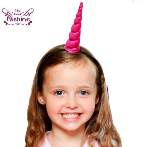 1 PCS 14 CM Shining Cartoon Unicorn Horn Infant Elastic Hairband DIY Party Decoration Headband Baby Accessories Photography Prop