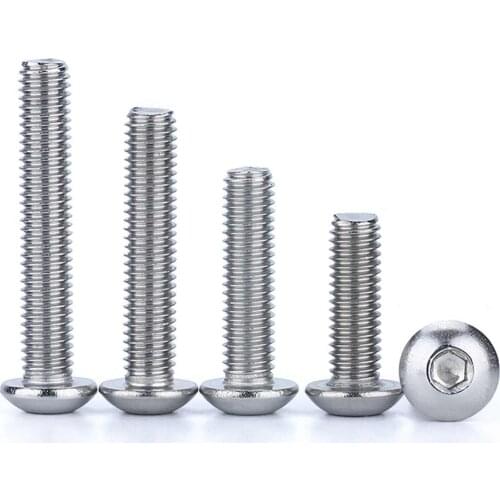 10PCS 304 Stainless Steel M5 M6 Hex Socket Round Screw Bolt Cap Screws