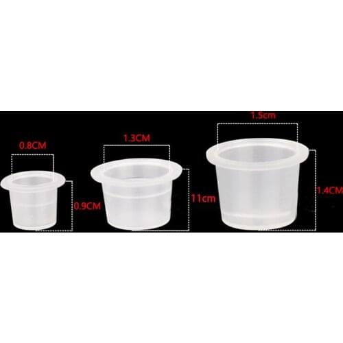100Pcs Plastic Microblading Tattoo Ink Cup Cap Pigment Clear Holder Container S/M/L Size For Needle Tip Grip Power Supply