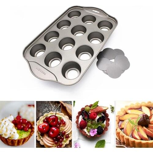 12 Cups Muffin Cake Pan Square Carbon Steel Cup Cake Bakeware Non Stick Mini Cheesecake Pan Baking Bakeware Dessert Tools