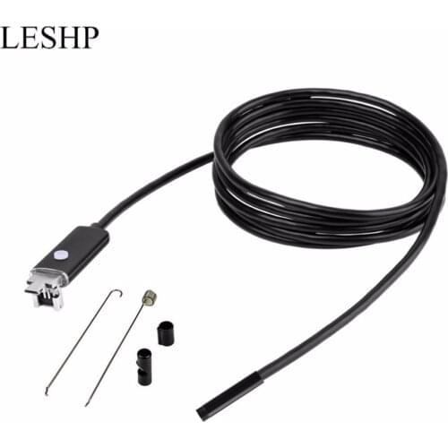 2 in 1 2M 7mm Lens USB Inspection Camera Waterproof 6 LEDs Mini USB Endoscope Borescope Tube For Android PC Computer