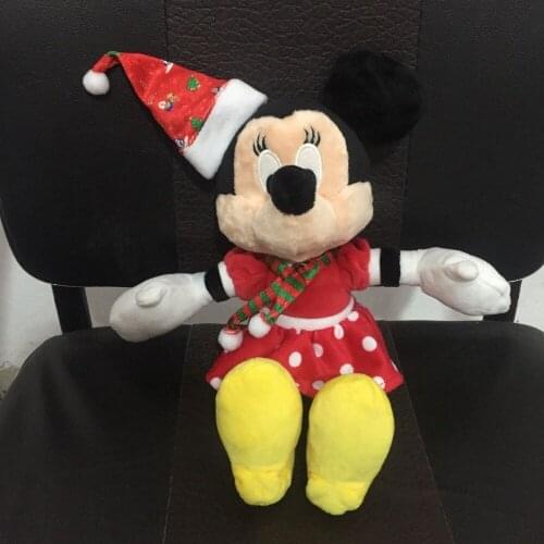 30cm Red Mini Mouse Plush Toys Kids Christmas Gift Mini Mouse Wearing Christmas Hat Scarf Stuffed Animal Doll Home Decorations