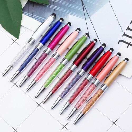32 pcs/lot New style Capacitance Metal Ballpoint pen Diamond Touch screen Ball pens Business pen office School writing supplies