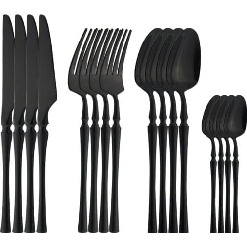 4set Black Dinnerware 304 Stainless Steel Cutlery Set Table Dinner Fork Knife Spoons Teaspoons Set Kitchen Party Tableware Set