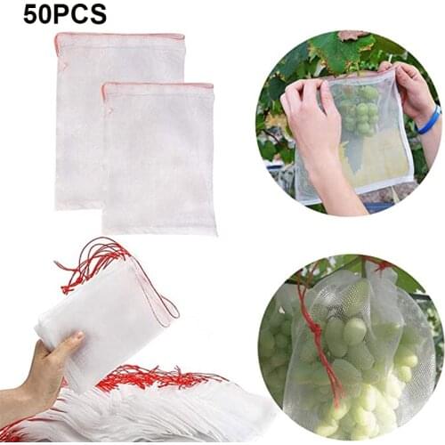 50 Pcs Garden Tool Netting Bags Fruit Barrier Covers Bags Fruit Protector Bag Nylon Garden Netting Bags Mosquito Net Barrier Bag