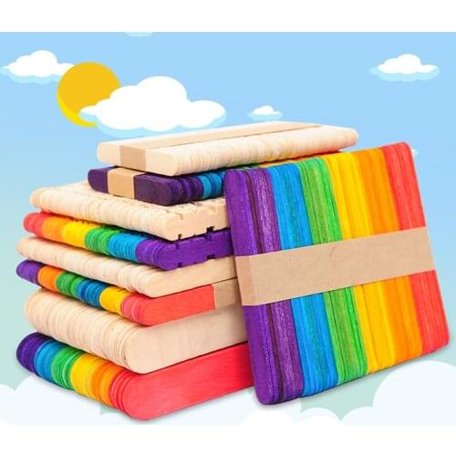 50Ppcs/set Natural Wooden Pop Popsicle Sticks Popsicle Sticks DIY Wood Craft Ice Cream Sticks Popsicle Accesorios For Kids