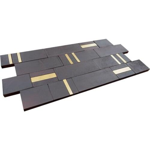 Old Ship Wood Mosaic 1box 6pieces History Style Decorative Wall Panel 3D Art Pattern Wood Mosaics Floor Tile For Home Decor