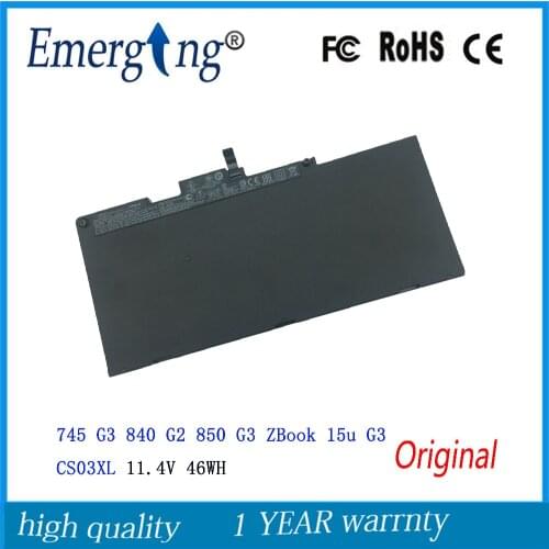 11.4V 46WH New Original Laptop Battery CS03XL for HP ZBook 15u G3 745 G3 840 G2 850 G3