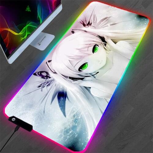 White Anime Rgb Girl Mouse Pad Xxl High-quality Office Game Player Desktop Desk Mat Rubber Material Notebook Desktop Pc Mousepad