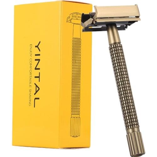 Safety Razor Long Handle 115 mm/4.53" Brass Mens Shaving Classic Double Edge Razors Men Shaving