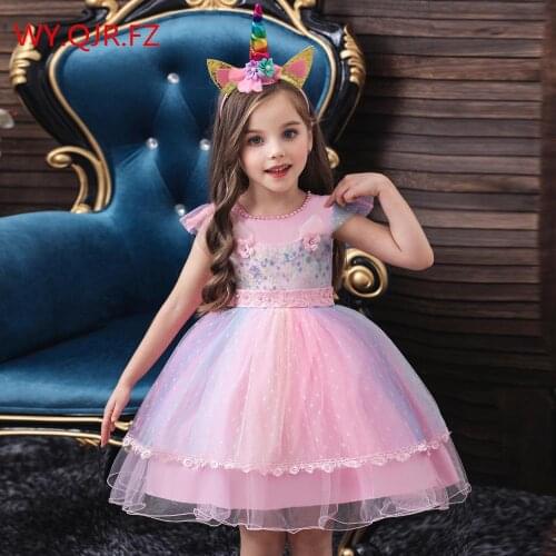 BH- 756A#Childrens wear Flower girl dress Pink short Ball Gown Lace Day Christmas Costume party prom dress cheap wholesale