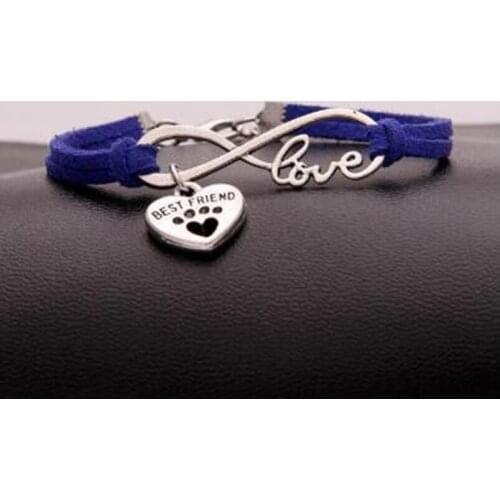 Love 8 Infinity Best Friend Peach heart Dog Paw Prints Protection Bracelet Charm Pendant Women/ Men Simple Bracelets/Bangles