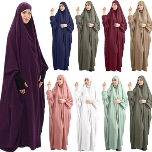 One Piece Eid Ramadan Abaya Burqa Prayer Overhead Hijab Dress Muslim Women Khimar Jilbab Islamic Kaftan Full Cover Clothing Robe