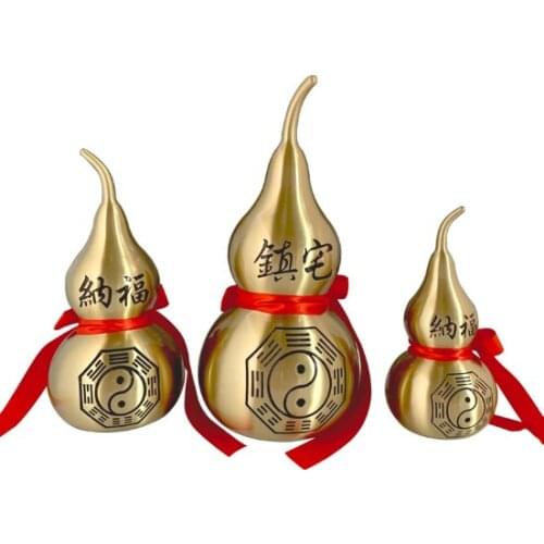 Feng Shui Decor Pure Brass Copper Gourd Home Decoration Symbol of Luck and Treasure Home Car Feng Shui Luck Figurines Miniatures