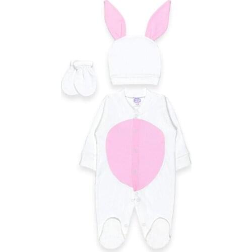 Jaju Baby, Cute Salmon Rabbit Baby Rompers Set