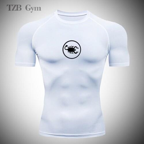 Spring And Autumn Mens Running Compression T-Shirt Fast Drying Jersey Fitness Tight Sportswear Gym Breathable Short Sleeves