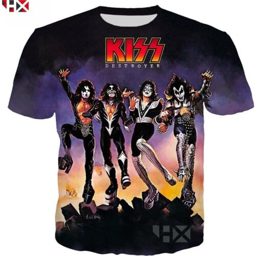 Summer Metal Rock KISS Band T Shirt Men/women 3D Print T Shirts Men Clothing Short Sleeve Harajuku Streetwear Tops S364