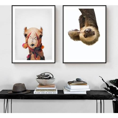 Lovely Animal Canvas Painting Wall Art Decor Camel Sloth Posters and Prints Wall Pictures for Living Room Bedroom Modern Decor