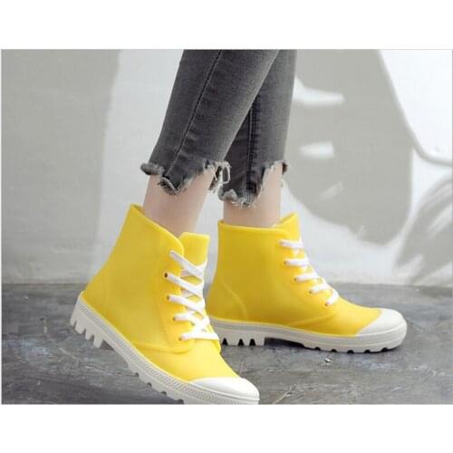 Classic Woman Rain Flat shoes Ankle Boot for Woman Waterproof Solid Color Shoes Autumn Rain Boots Non-Slip Female Casual Shoes