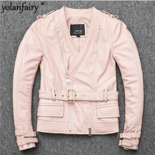 Leather Jacket Women 2020 Spring Autumn Short Slim Motrocycle Jacket Sheepskin Genuine Leather Jacket Women Veste Femme YY971