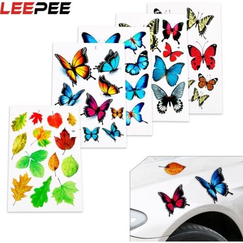 LEEPEE Car Stickers Scratch Cover Lovely Butterfly Leaves Funny Auto Motorcycle Car Decal Car-Styling Sticker Cartoon Reflective