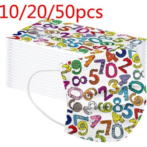 10/20/50pc Childrens Mask Cartoon Print Mascarillas Infantiles Protection Three Layer Face Masks Halloween Cosplay Masque
