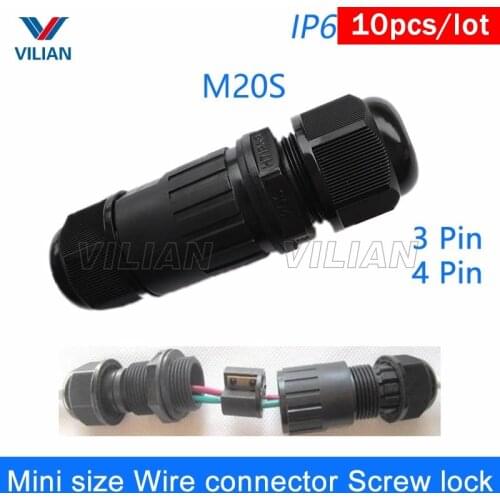 Mini Waterproof 3 Pin 4Pin Electrical Cable Connectors Quick Splice Screw Lock Wire terminals easy fit for LED strip 10 units