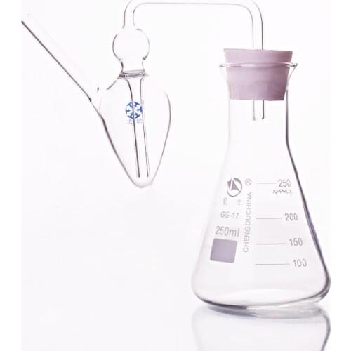 Fermentation bolt set with rubber stopper,250ml large-mouthed conical flask wide spout,Alcohol fermentation device,Winery use
