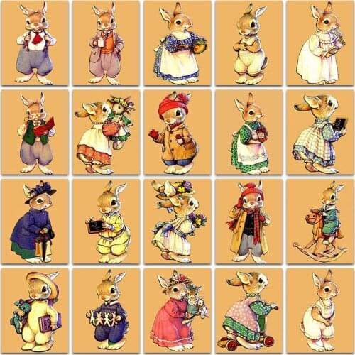 5D Diamond Painting Kit Paint Animals Cartoon Rabbit Full Square&Round Diamond embroidery Cross stitch Diamond mosaic Home Decor