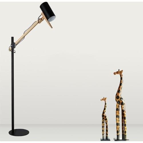 Nordic modern simple floor lamp wood floor lamp E27 LED bulb floor lights stand light black or white