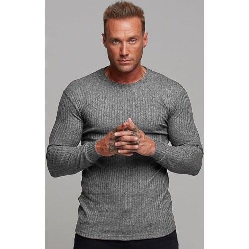 New Running T Shirt Men Fitness Sport Knitwear Long Sleeve T-shirt Elastic Sportswear Sweater Gym Workout Training Tshirt