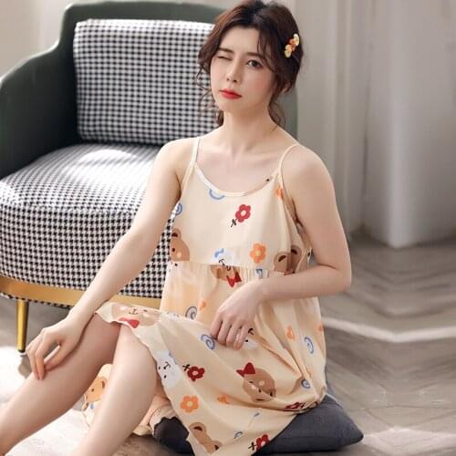 2021 New Summer Silk Like Nightgown Female Home Service Loose Plus Size Comfort Imitation Silk Sexy Pregnant Woman Nightdress