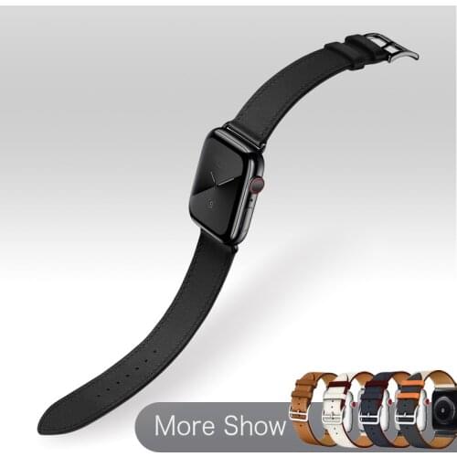 Single Tour Watch Strap For Apple Watch Series SE 6 5 4 44/40mm Genuine Leather Watchband Accessories For Apple iWatch 3 42/38mm