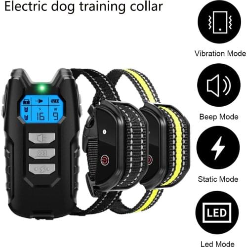 Dog Training Collar Anti Bark Stop Shock Pet LCD Electric Remote Control Waterproof Rechargeable for All Size Vibration Sound