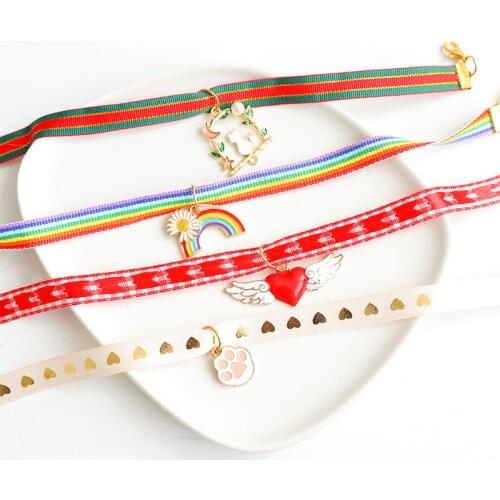 Pet Cat Puppy Rainbow Angel Wings Necklace Jewelry Collar Adjustable Anti-lost Anti-suffocation Kitten and Adult Cat Supplies