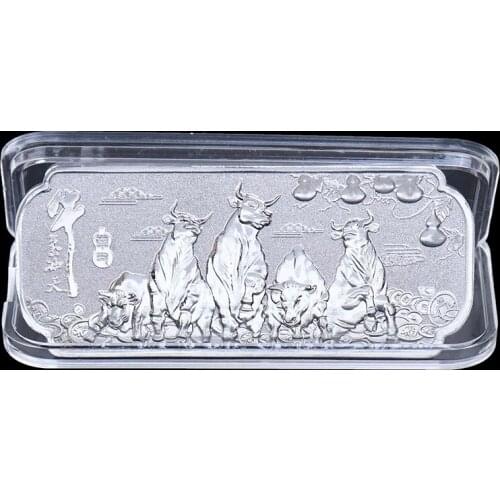 2021 New Year of the Silver Bars Ox Commemorative Coin Craft Chinese Zodiac Souvenir Medal Decorative Coins Collection