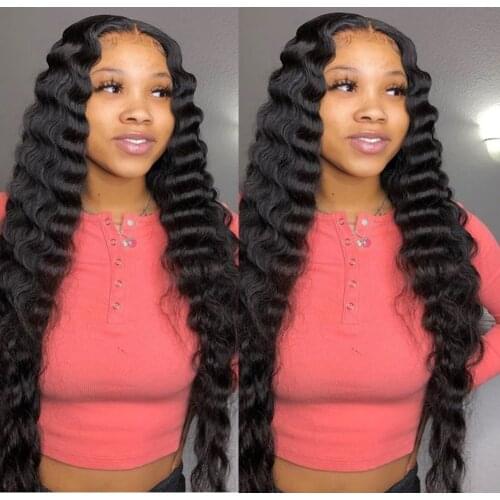 Peruvian Deep Wave Lace Frontal Wig HD Transparent 13X4 Lace Front Human Hair Wigs For Women 4X4 5X5 Deep Wave Lace Closure Wig