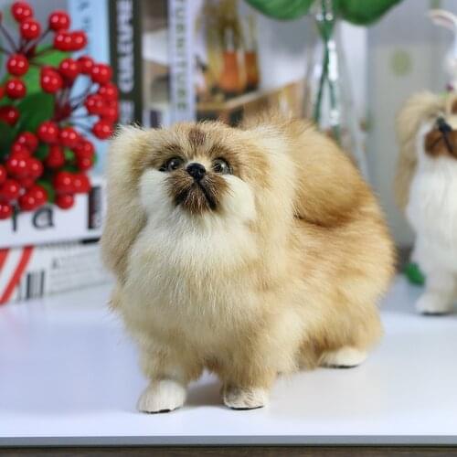 Pekingese Dog Puppies Plush Realistic Lifelike Animal Statue Figurines Miniature Craft Home Desk Decor Birthday Gift Ornaments